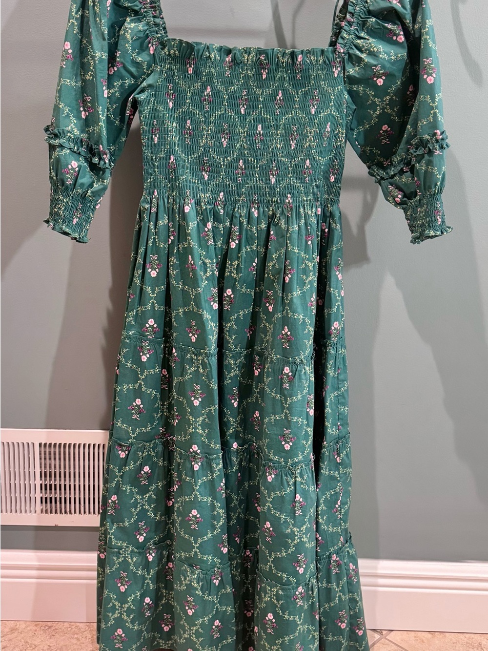 Hill House nap dress emerald trellis xs